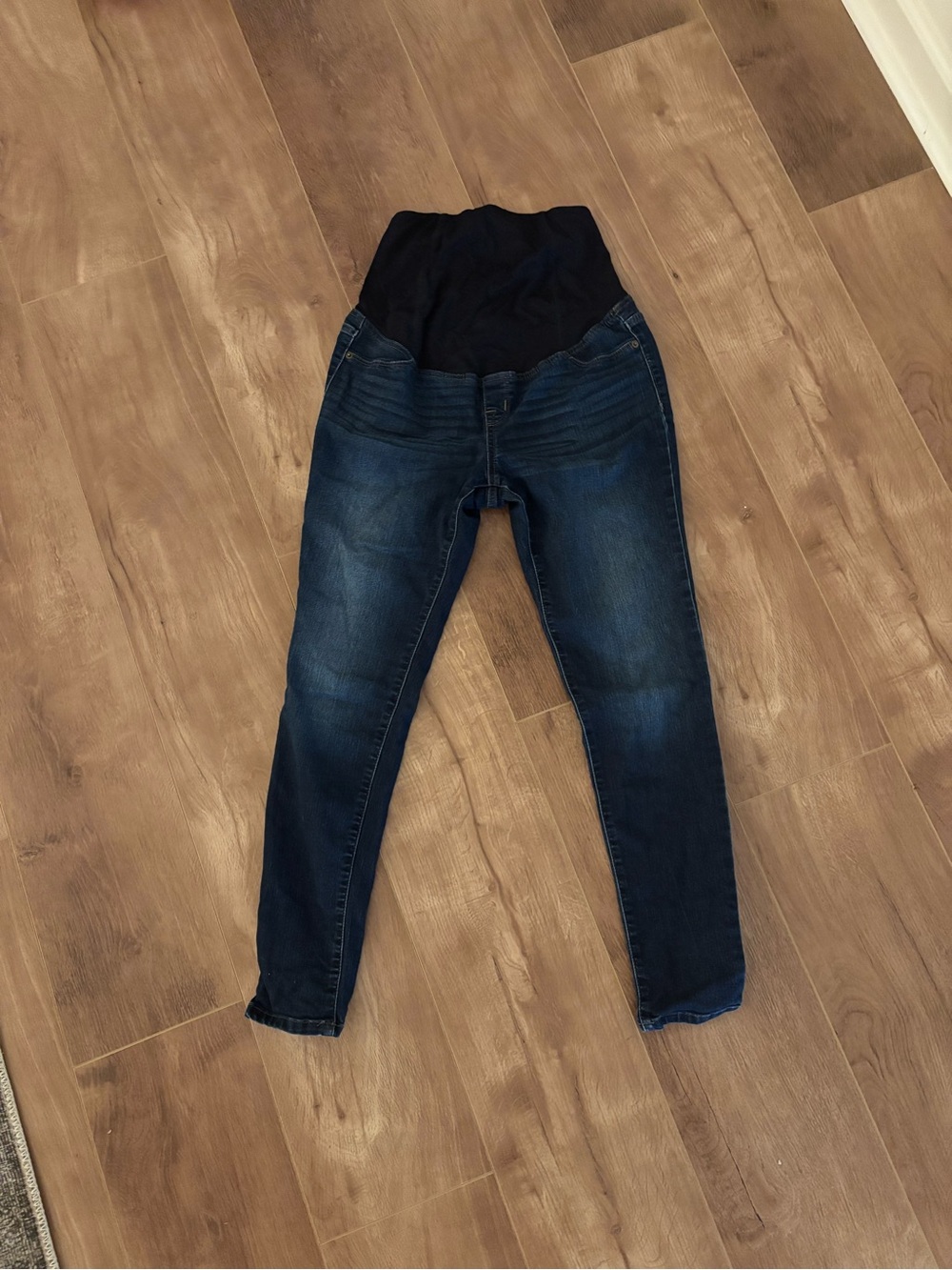 Maternity Dark Blue Denim Jeans with Stretch Waist